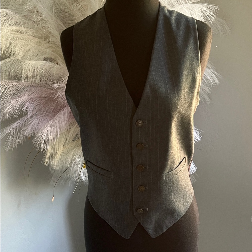 Pierre Cardin Gray Pinstripe Men's Waistcoat Vest